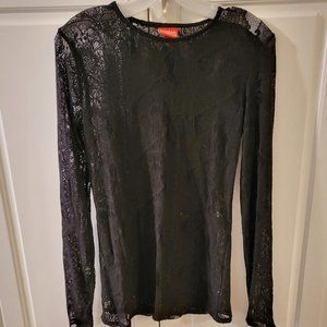 Kirna Zabete at Target Black Lace/Mesh Long Sleeved Shirt Size Small
